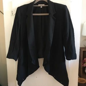 Barneys New York black drape front blazer